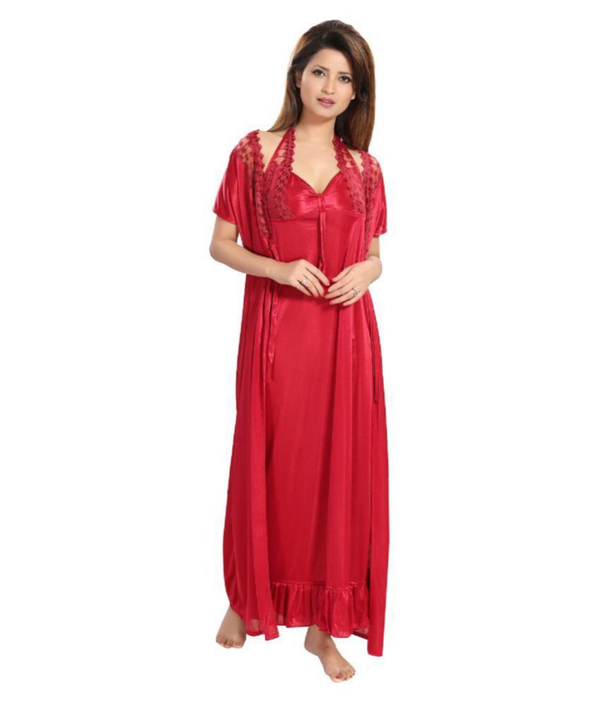     			Reposey Satin Nighty & Night Gowns - Red