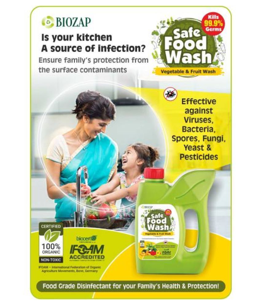 Biozap Safe Food Wash All Purpose Cleaner Liquid 100 Organic Kills