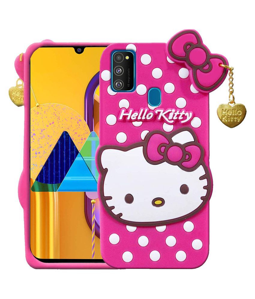 Samsung Galaxy M21 Soft Silicon Cases Vikefon Pink Hello Kitty Back Cover Plain Back Covers Online At Low Prices Snapdeal India