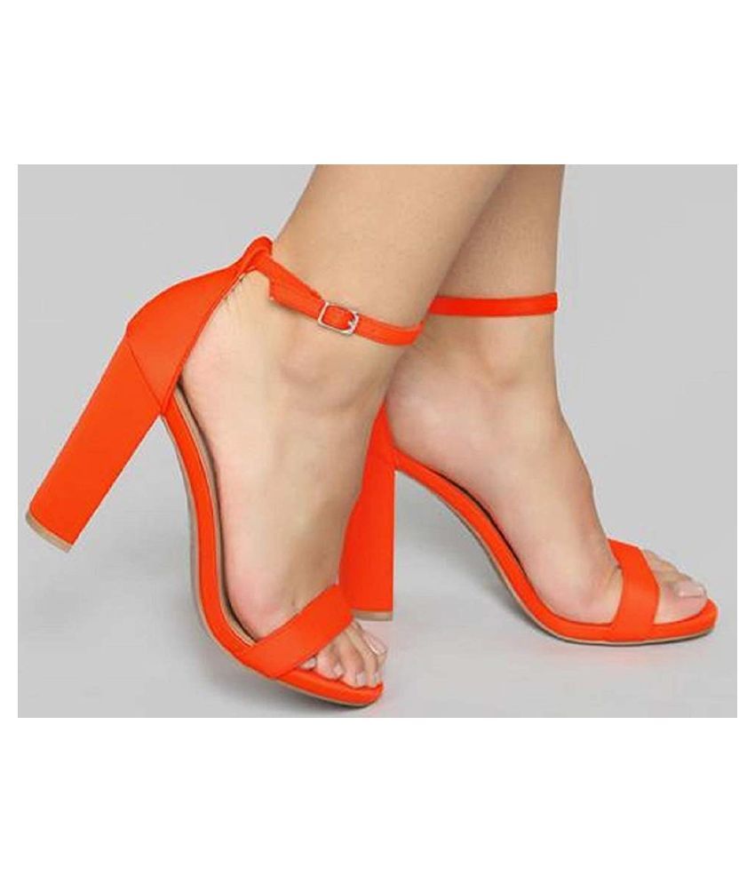 orange designer heels