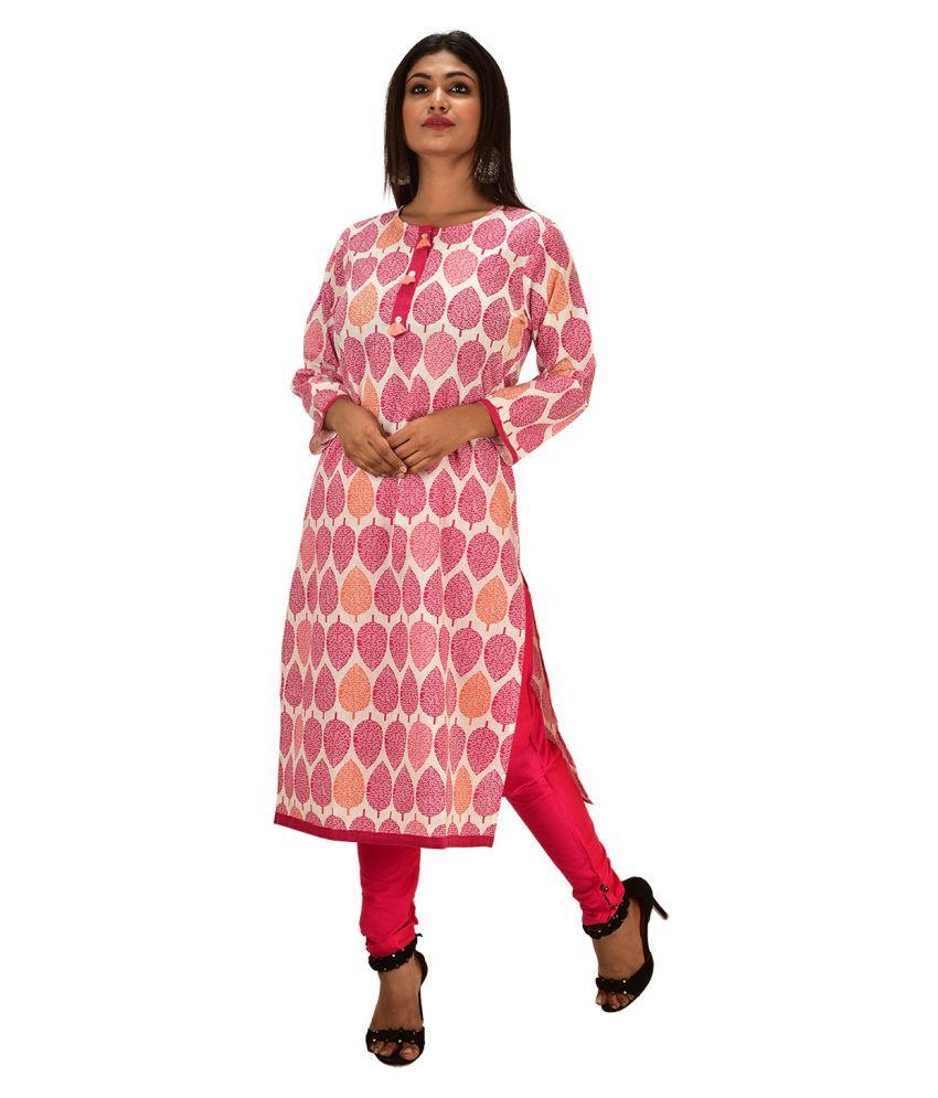 MAYASUTRA Pink Cotton Straight Kurti - Buy MAYASUTRA Pink Cotton ...