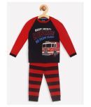 Lazy Shark Single Boys Cotton Blend Tshirt & Pajama Set ( Navy Blue )