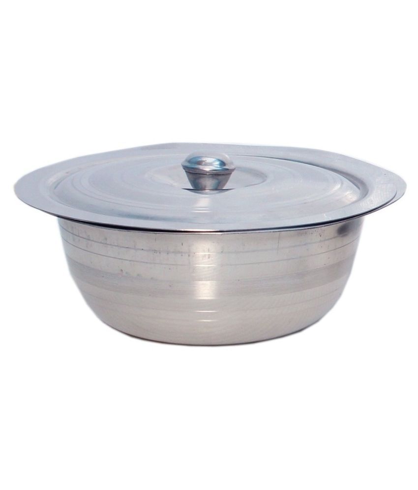 A&H Stainless Steel  Set of 1 pc Serving Bowl With Lid ( Dongas ) Serving Dishes- Steel Color