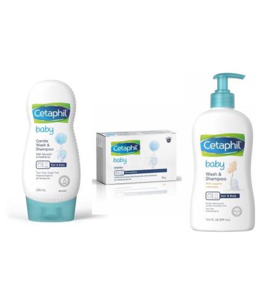 Cetaphil Wash Cum Shampoo 230 and Mild Bar, 75g and Baby ...