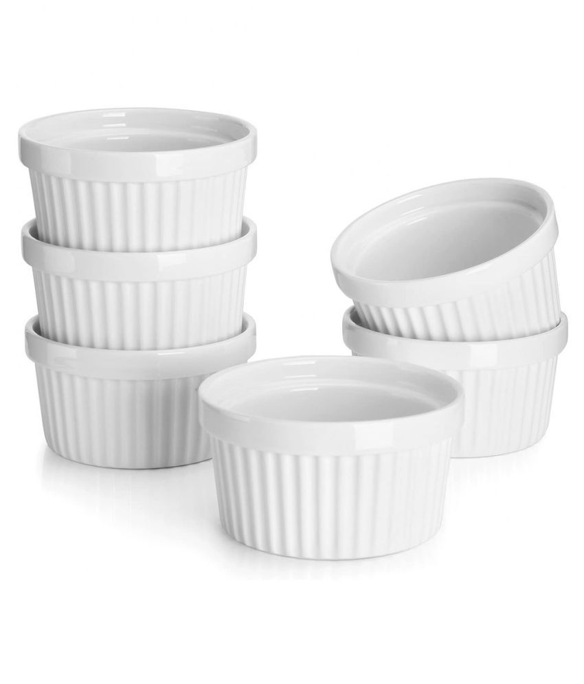 Mirakii Set of 6 Porcelain Ramekin Dessert Bowl 150ml