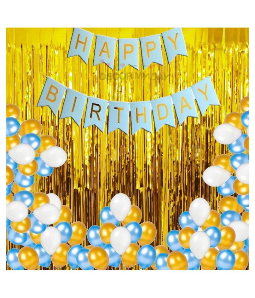 Rhythm Balloons Happy Birthday Banner(Blue Gold) for ...