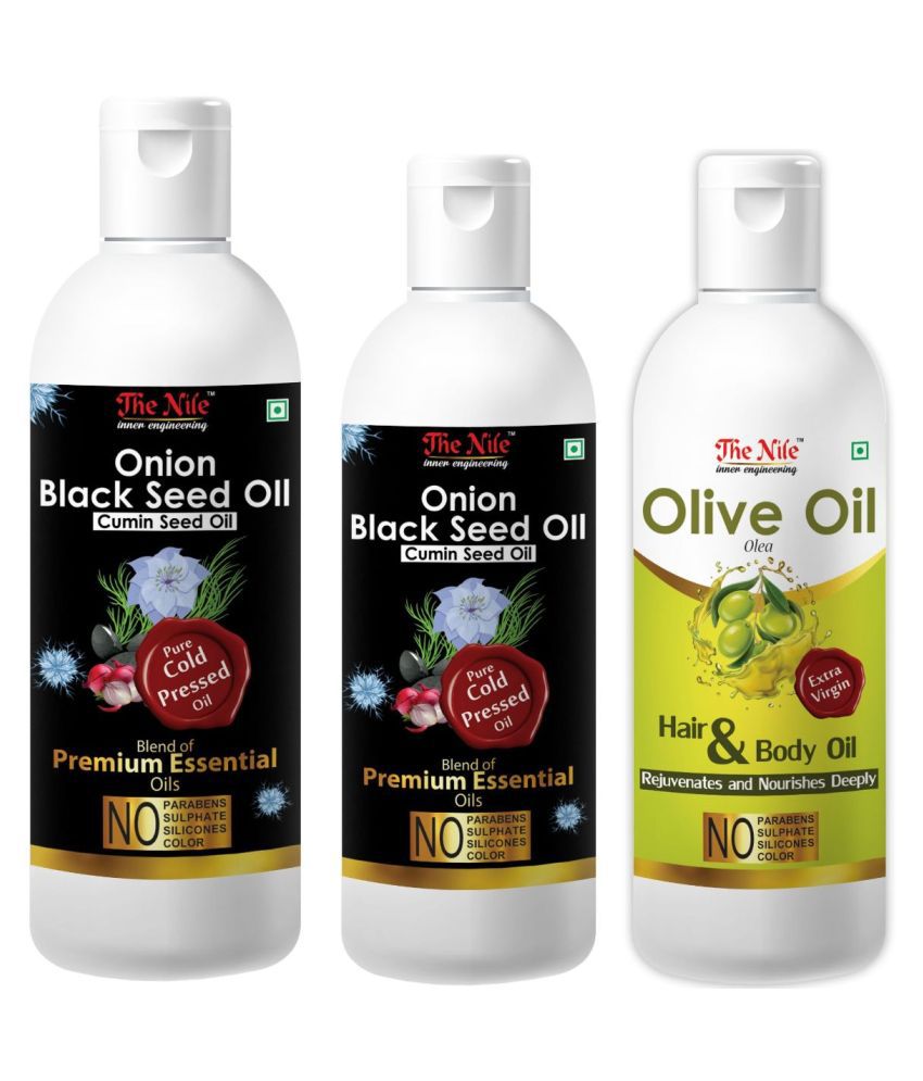     			The Nile Black Seed150 ML + Black Seed 100 ML + Olive Oil 100 ML 350 mL Pack of 3
