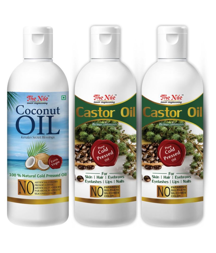     			The Nile Castor Oil 150 ML + Castor Oil 100 ML + Coconut Oil 100 Ml 350 mL Pack of 3