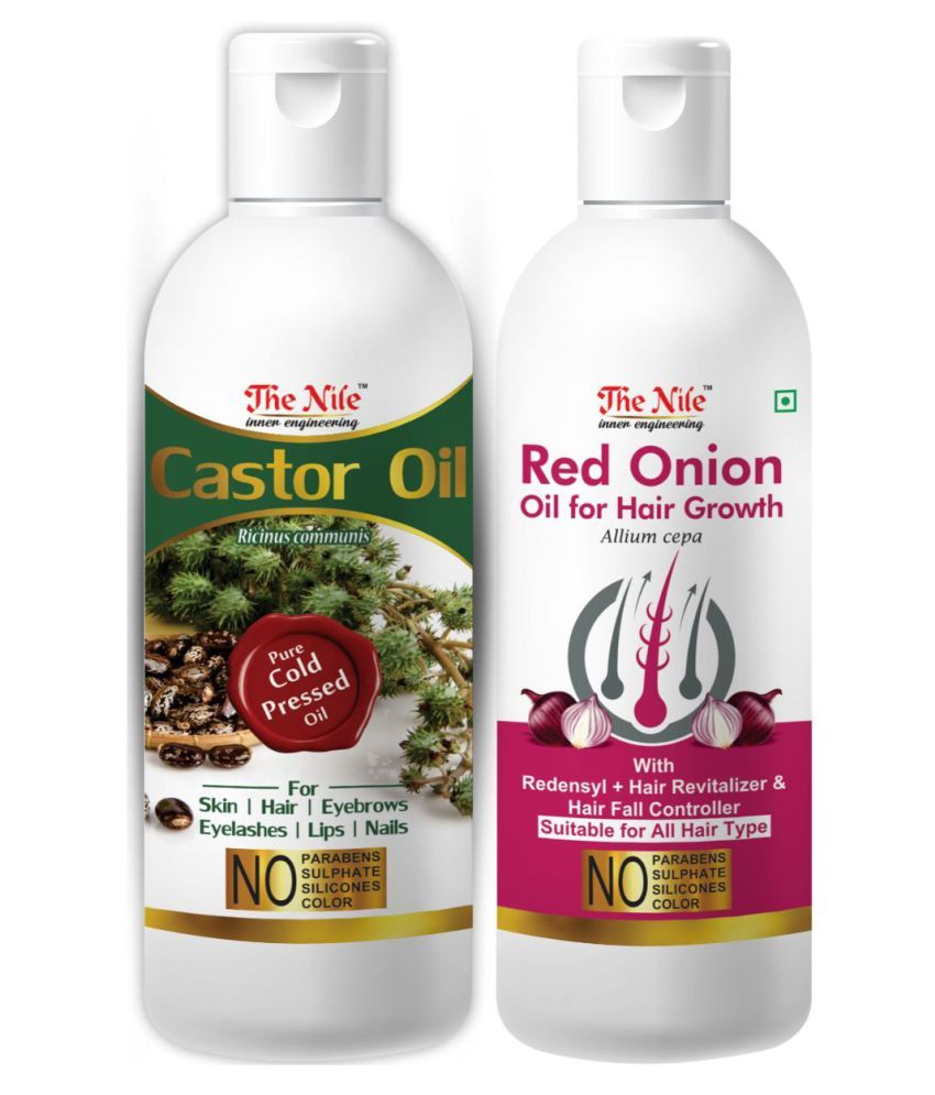     			The Nile Castor Oil 150 ML + Red Onion 200 ML  Hair Oil 350 mL Pack of 2