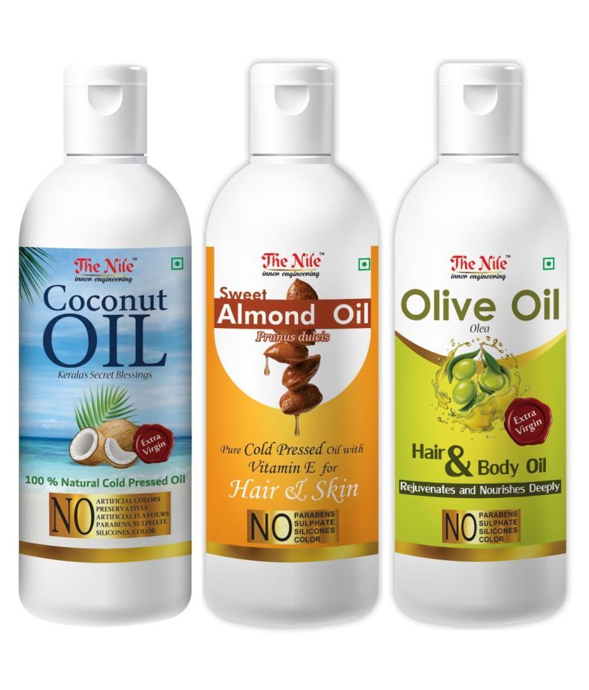     			The Nile Coconut Oil 100 ML + Almond Oil 100 ML + Olive Oil 100 ML 300 mL Pack of 3