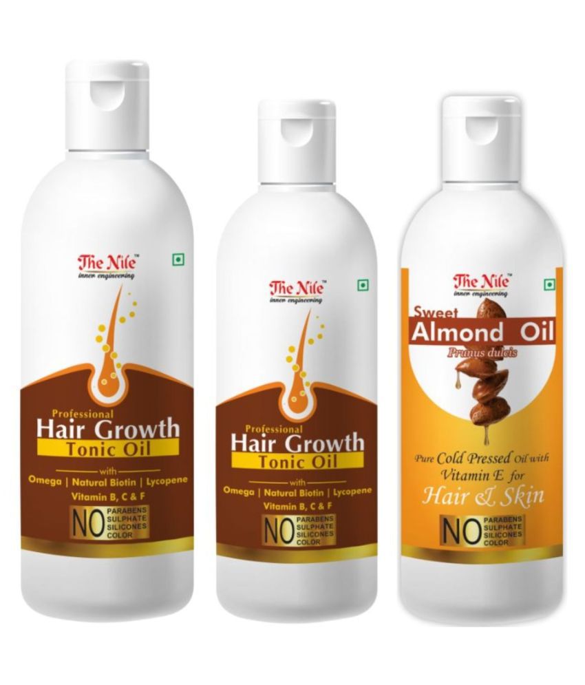     			The Nile Hair Tonic  150 ML + Hair Tonic  100 ML + Almond Oil 100 Ml 350 mL Pack of 3