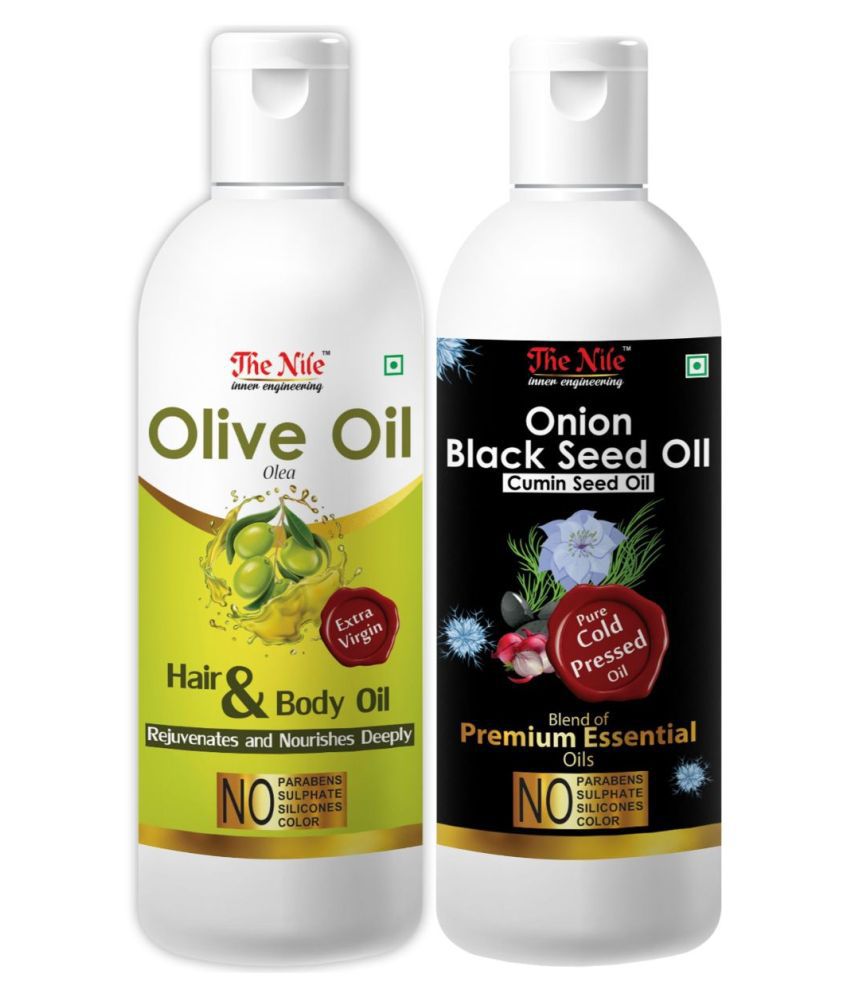     			The Nile Olive Oil 150 ML +  Black Seed 200 ML  Hair Oil 350 mL Pack of 2