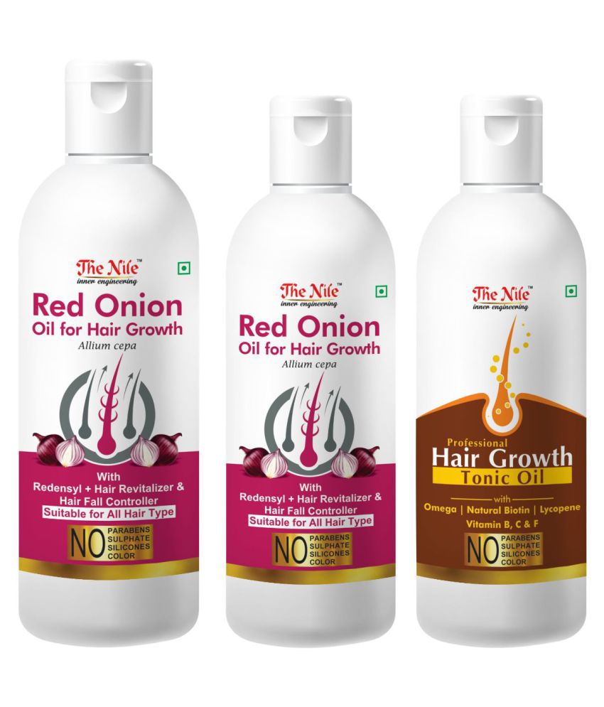     			The Nile Red Onion Oil 150 ML + Onion 100 ML + Hair Tonic 100 Ml 350 mL Pack of 3