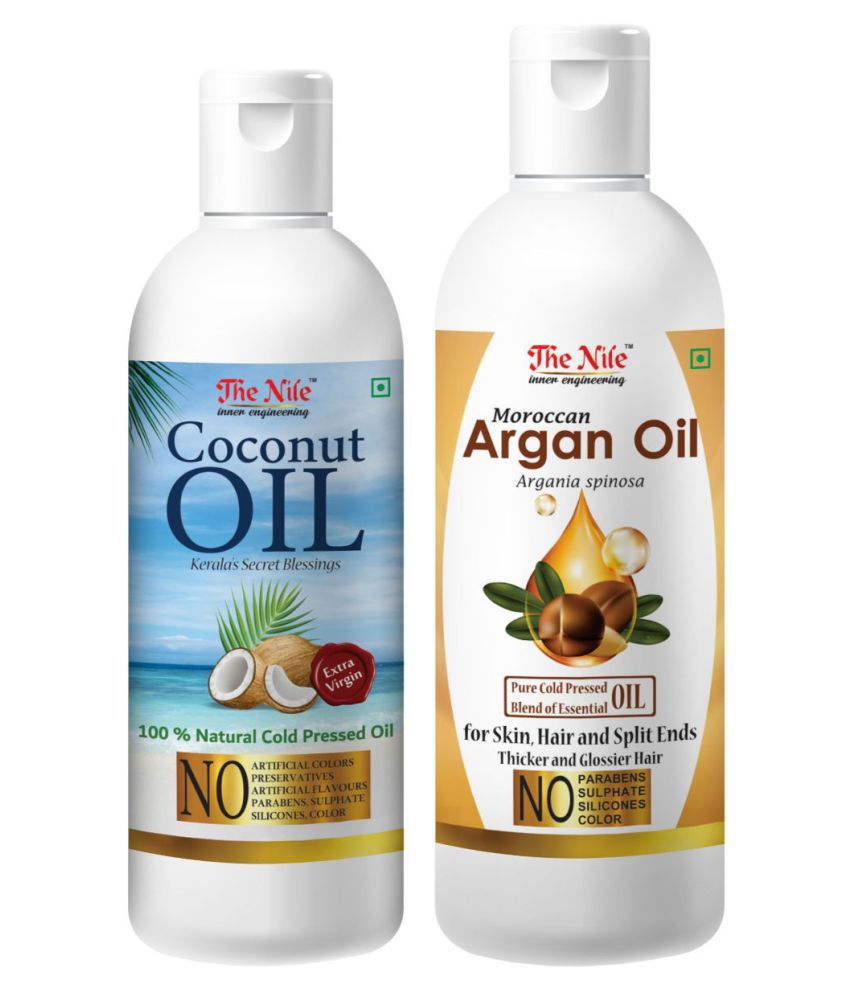     			The Nile Coconut Oil 100 ML + Moroccan Argan Oil 200 ML  Hair Oils 300 mL Pack of 2