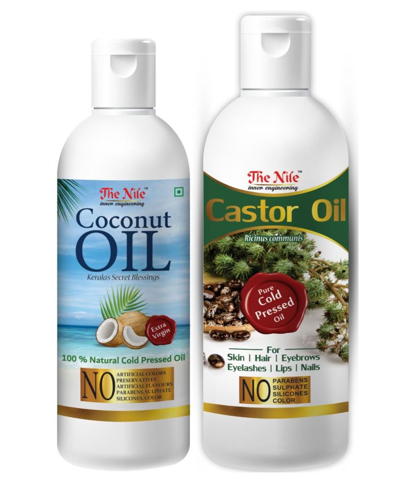     			The Nile Coconut Oil 100 ML + Castor Oil 200 ML Hair Oils 300 mL Pack of 2