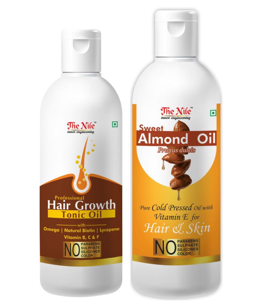     			The Nile Hair Tonic 100 ML + Sweet Almond 200 ML Skin & Hair Care Oil 300 mL Pack of 2
