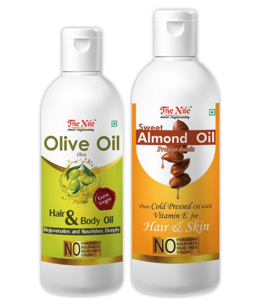     			The Nile Olive Oil 100 ML + Sweet Almond Oil 200 ML  Hair Oils 300 mL Pack of 2