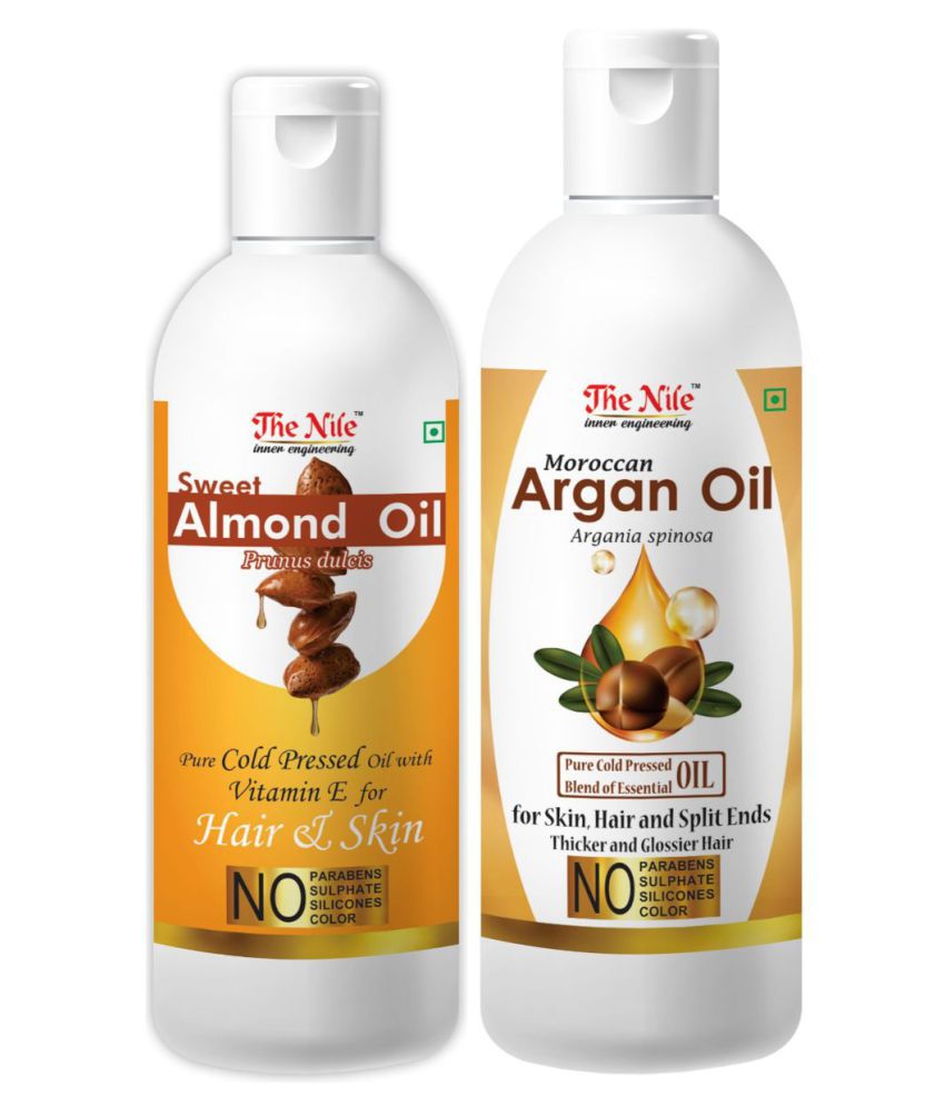     			The Nile Sweet Almond 100 ML +  Moroccan Argan 150 ML  Hair Oils 250 mL Pack of 2