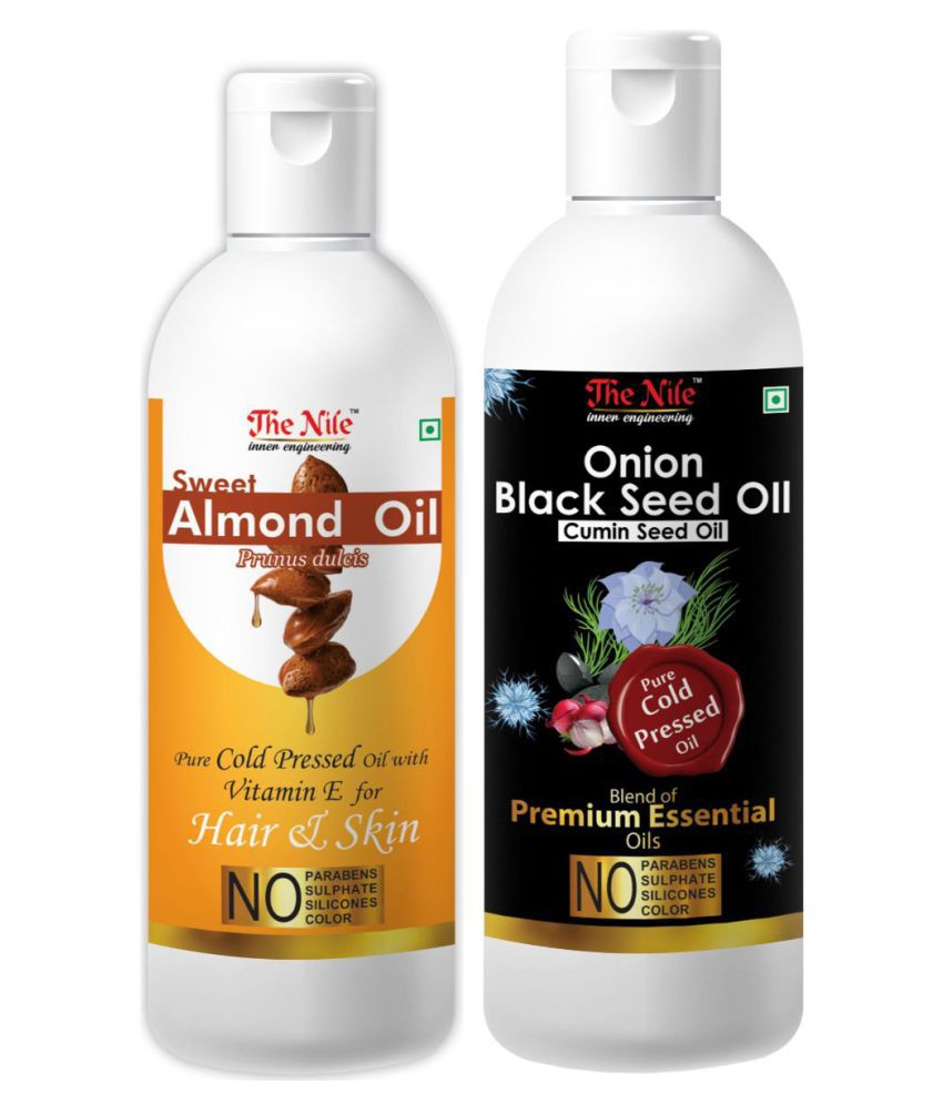     			The Nile Sweet Almond 100 ML + Onion BlackSeed 200 ML  Hair Oil 300 mL Pack of 2
