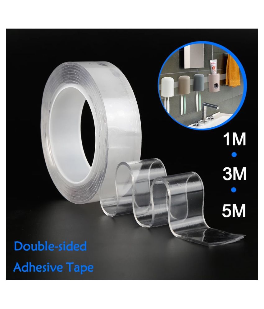 Lashkara 3 Meters Double Sided Adhesive Silicon Tape Transparent Heavy Duty Anti Slip Traceless Washable Reusable Tape For Home Supplies Pack Of 1 2mm Buy Online At Best Price In India Snapdeal