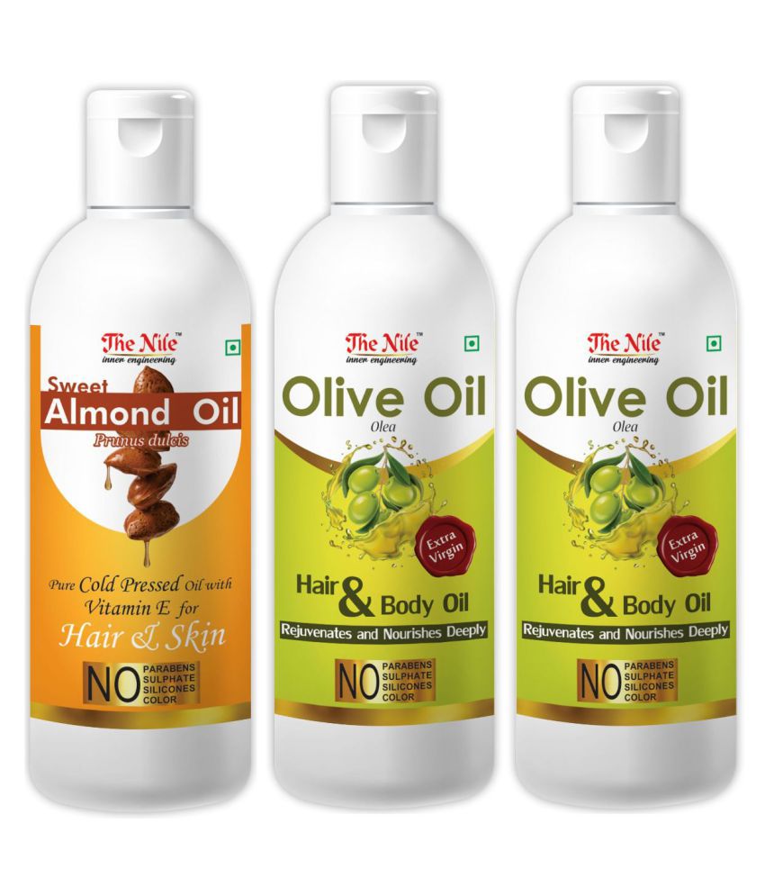     			The Nile Olive Oil 100 ML X 2 + Sweet Almond Oil 100 Ml 300 mL Pack of 3