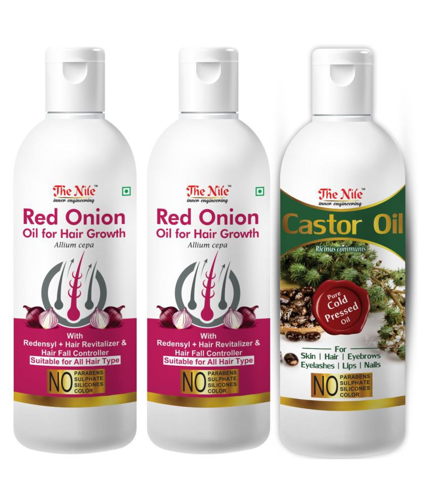     			The Nile Red Onion Oil 100 ML X 2 + Castor Oil 100 Ml 300 mL Pack of 3