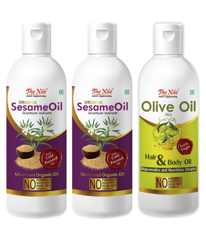     			The Nile Sesame Oil 100 ML X 2 + Olive Oil 100 ML 300 mL Pack of 3