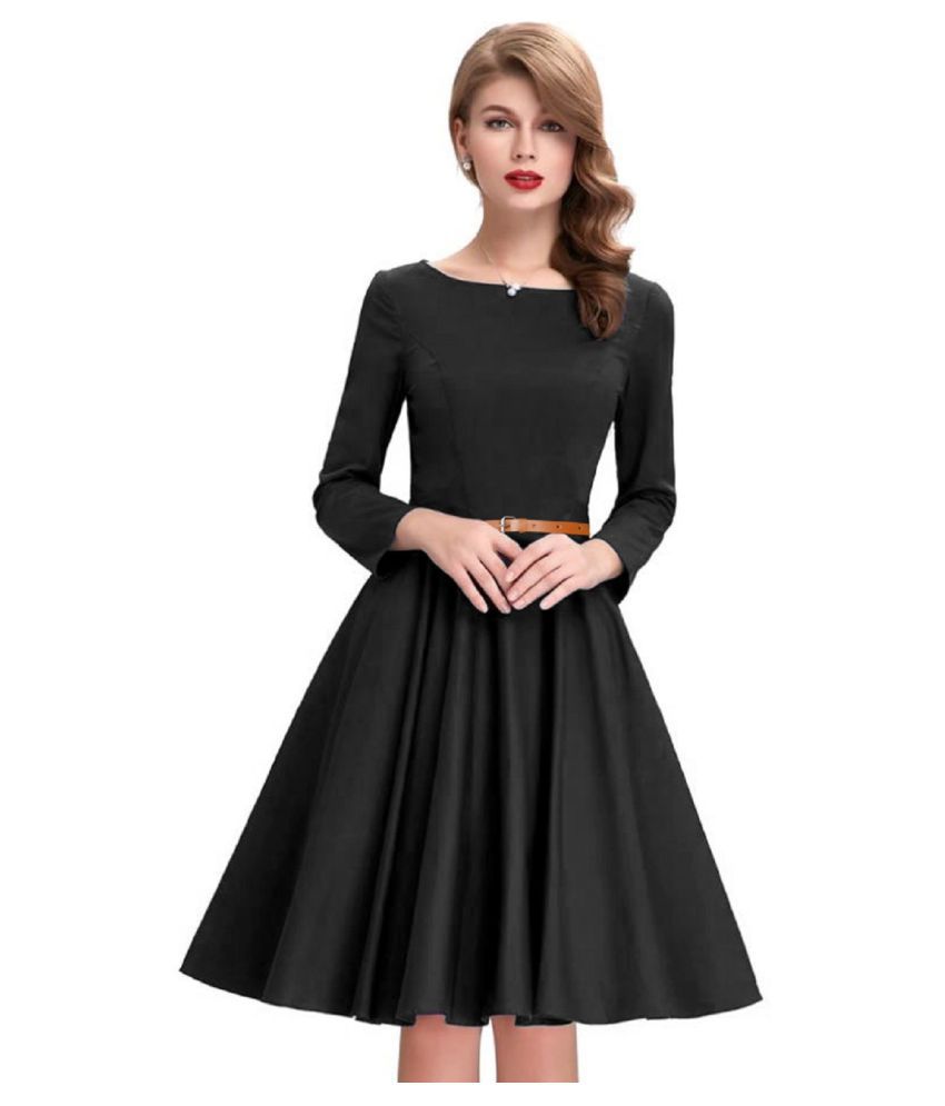 SAIRAJ FASHION Crepe Black Fit And Flare Dress - Buy SAIRAJ FASHION ...