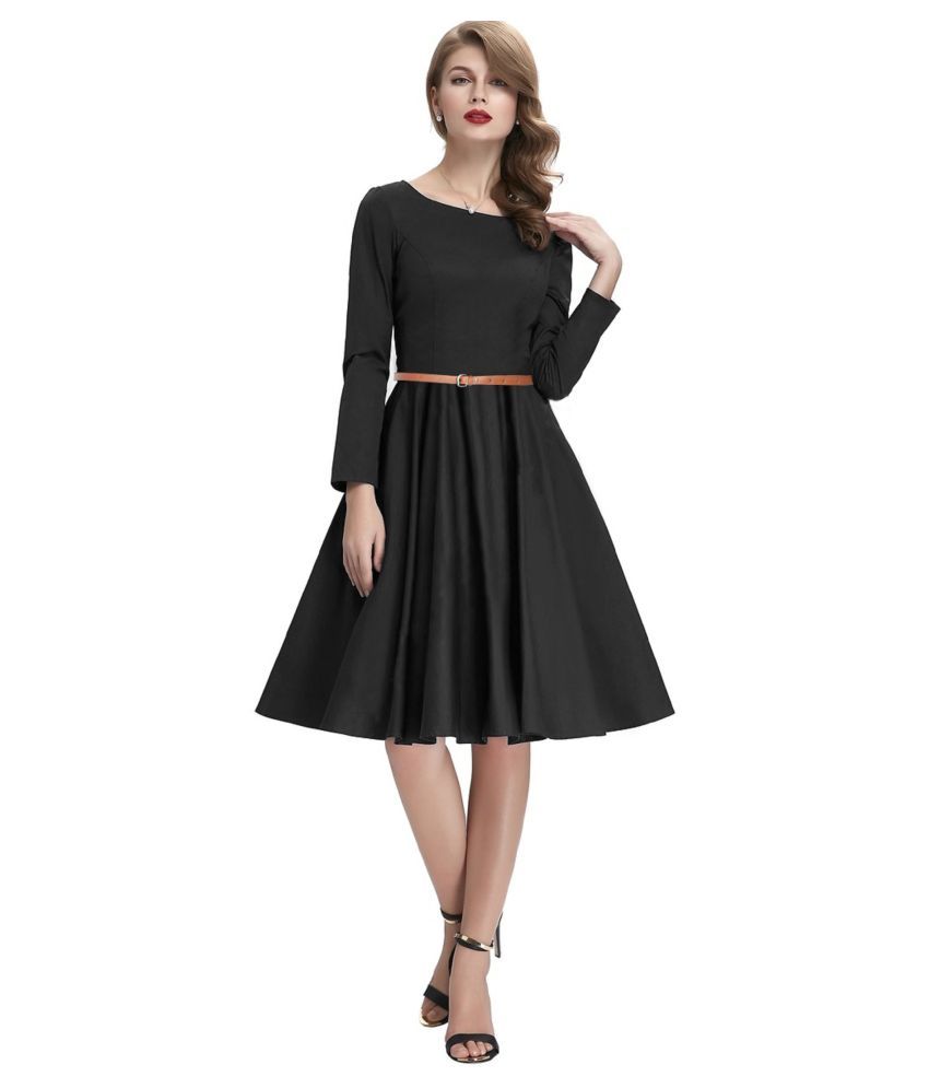 SAIRAJ FASHION Crepe Black Fit And Flare Dress - Buy SAIRAJ FASHION ...