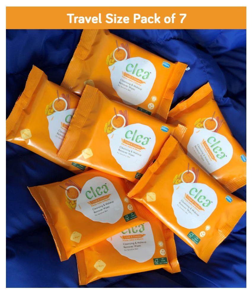 Ginni Clea Makeup Remover Wet Wipes (Haldi & Chandan) (8 Wipes/pack