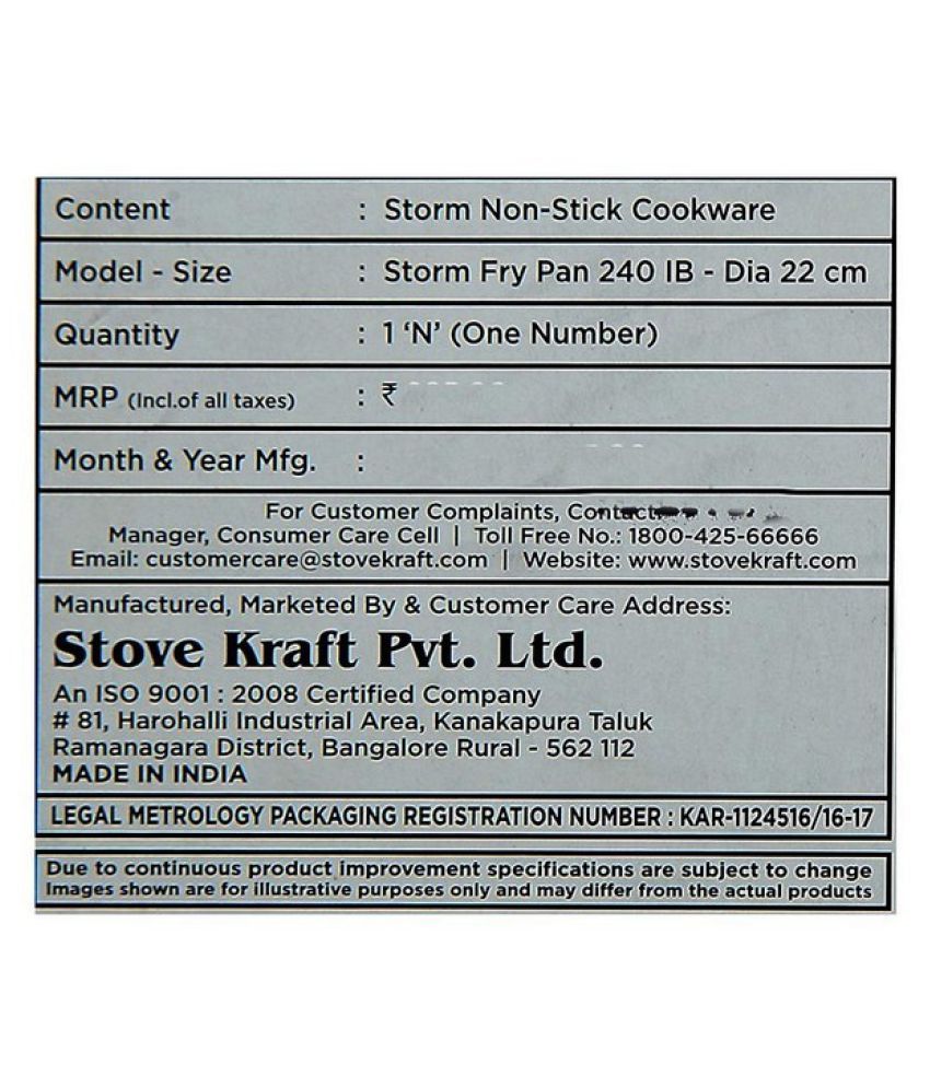 Stovekraft Pvt Ltd Storm fry 240IB 1 Piece Cookware Set Buy Online at