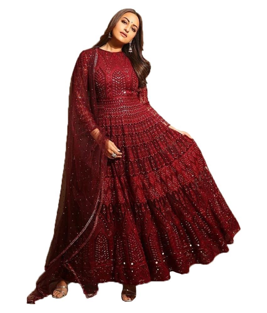 maroon ethnic gown