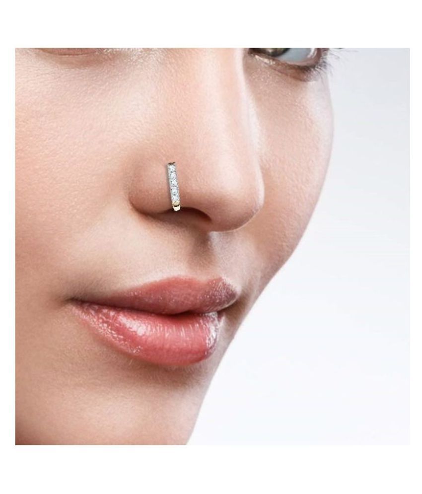 Buy Glee Jewells Saniya Mirza Nose Pins 18k Yellow Gold Plating Zircon  Studded Diamond Design For Women & Girl at Amazon.in