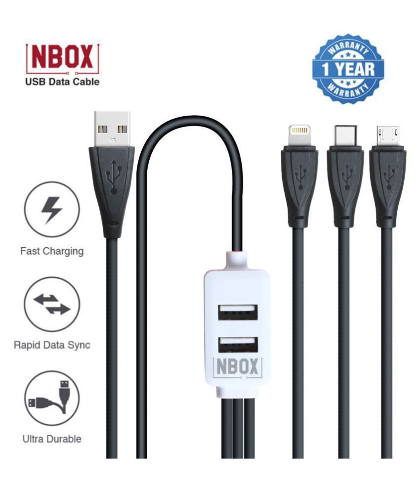 NBOX USB Data Cable Black 1 Meter All Cables Online at Low Prices
