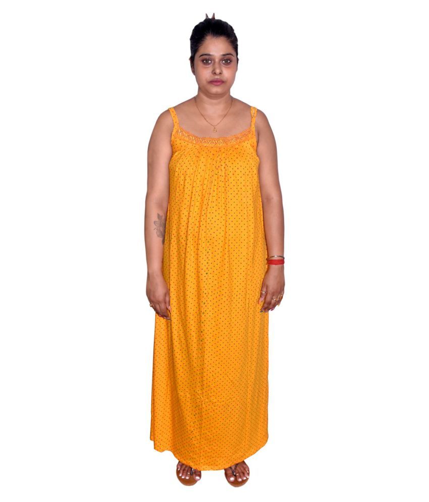     			PIYALI'S CREATION WOMEN'S Cotton Nighty & Night Gowns - Yellow