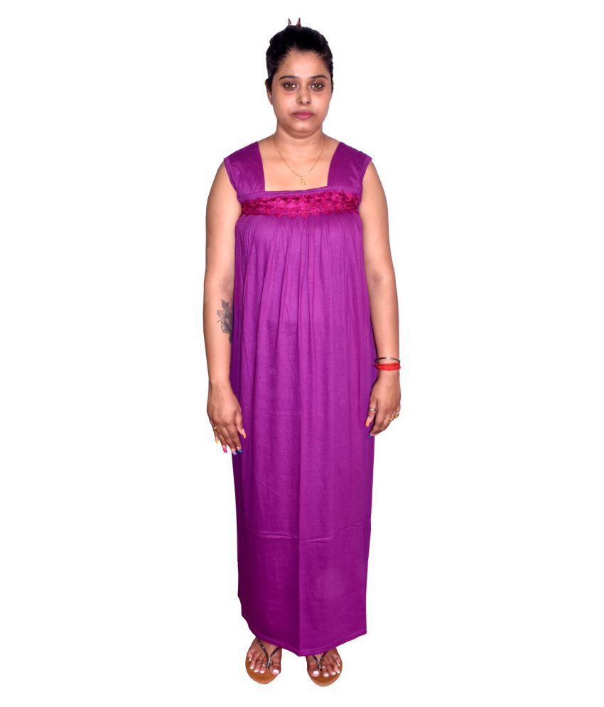     			PIYALI'S CREATION WOMEN'S Cotton Nighty & Night Gowns - Purple