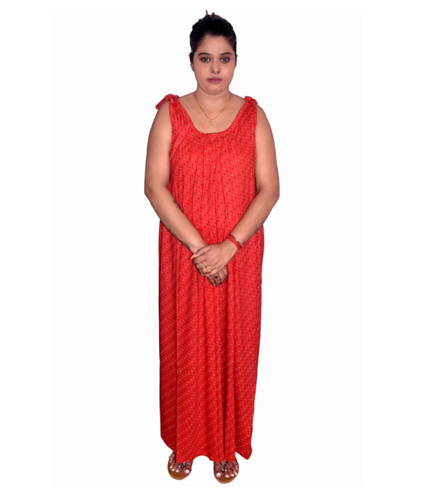     			PIYALI'S CREATION WOMEN'S Cotton Nighty & Night Gowns - Red