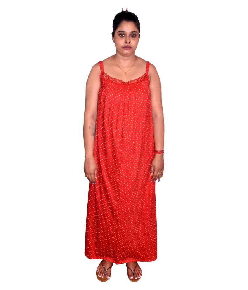     			PIYALI'S CREATION WOMEN'S Cotton Nighty & Night Gowns - Red