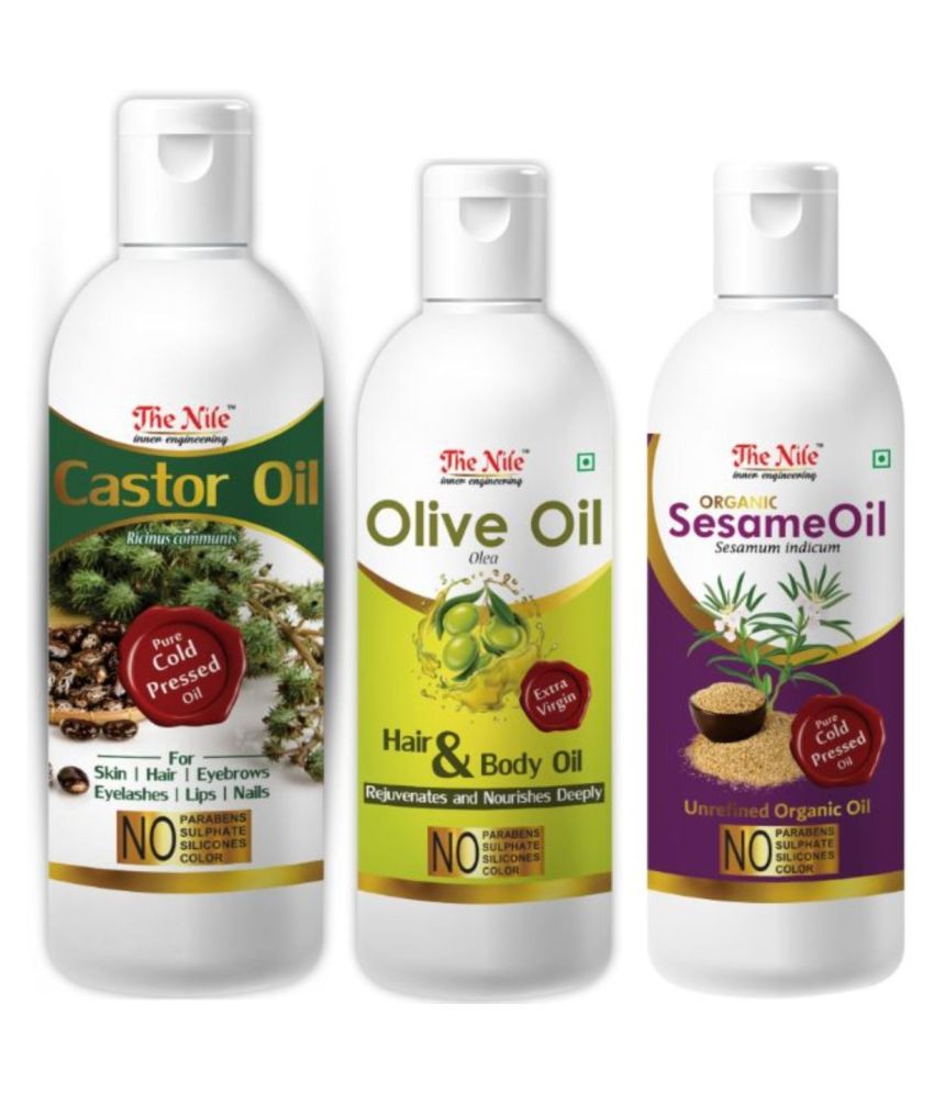     			The Nile Castor Oil 200 ML + Olive 100 Ml + Sesame Oil 100 ML 400 mL Pack of 3