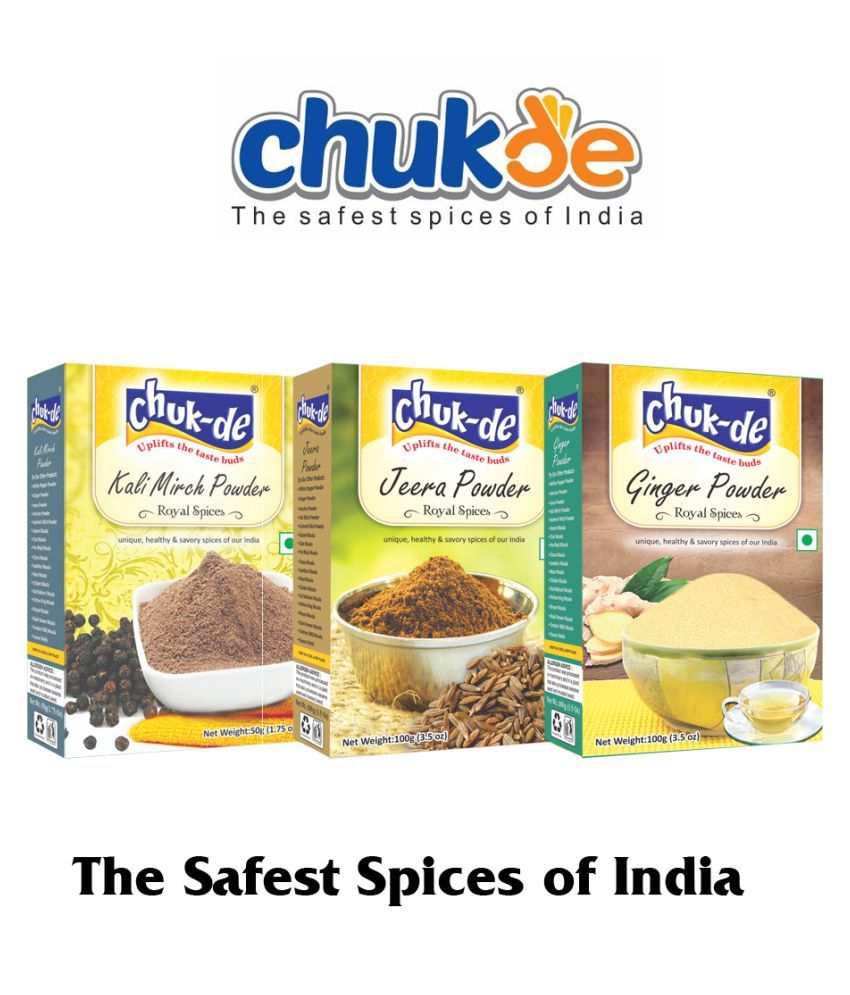CHUKDE Ginger Powder 100g, Jeera Powder 100g and Black Pepper Powder