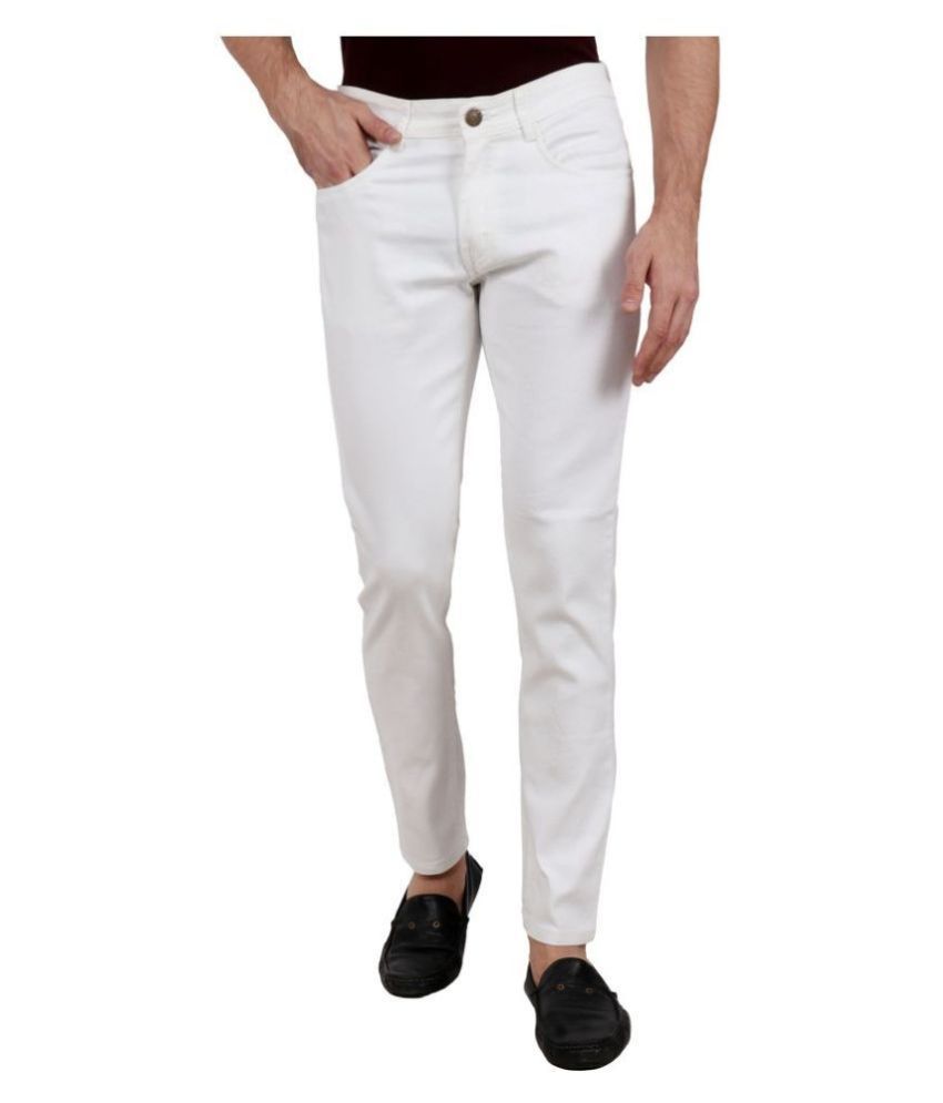     			ZAYSH White Regular Fit Jeans