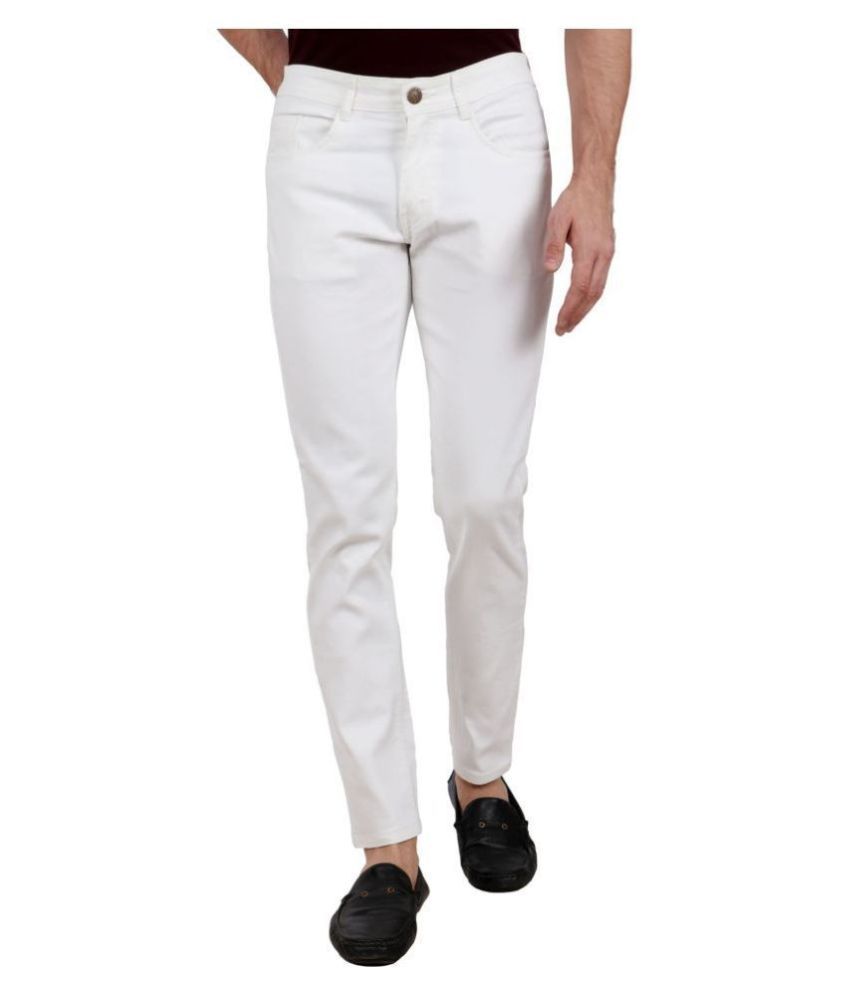     			ZAYSH White Regular Fit Jeans