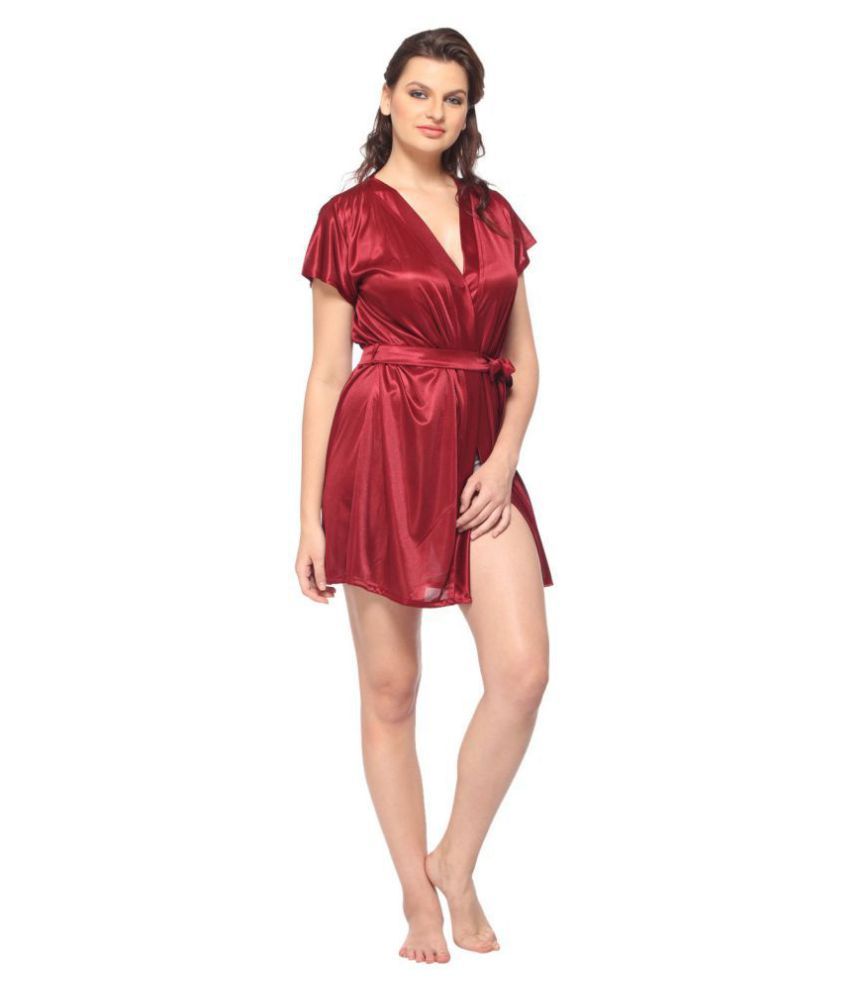 silk maroon robe