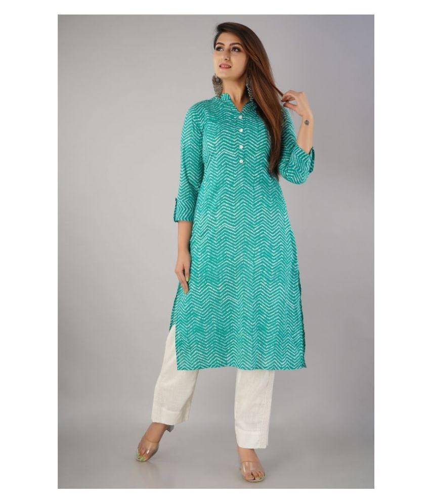     			SVARCHI Cotton Kurti With Pants - Stitched Suit