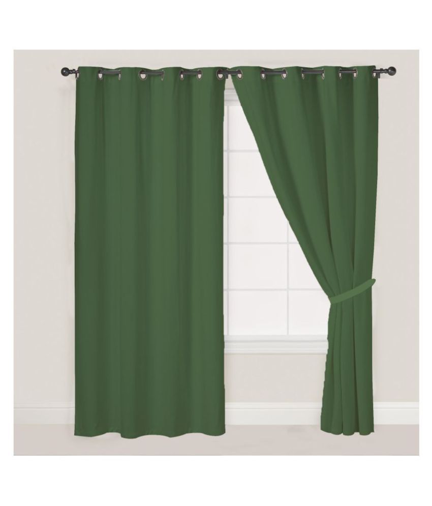     			Oasis Hometex Single Door Blackout Room Darkening Eyelet Cotton Curtains Green