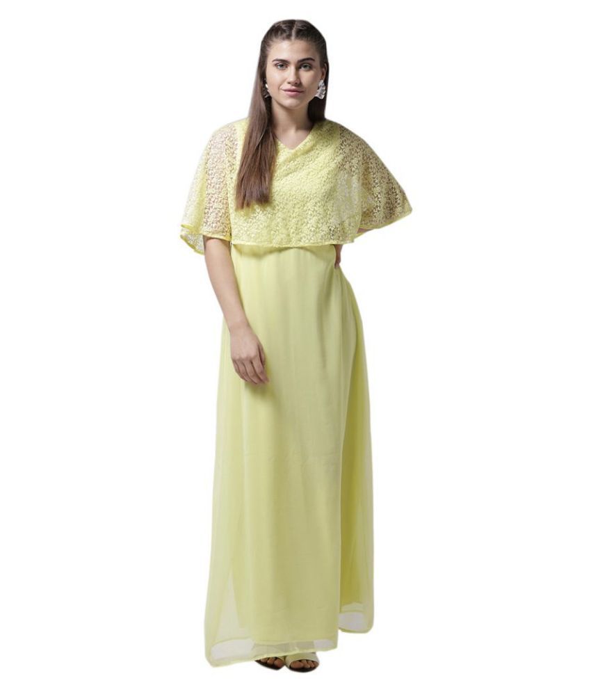 La Zoire Georgette Yellow Regular Dress