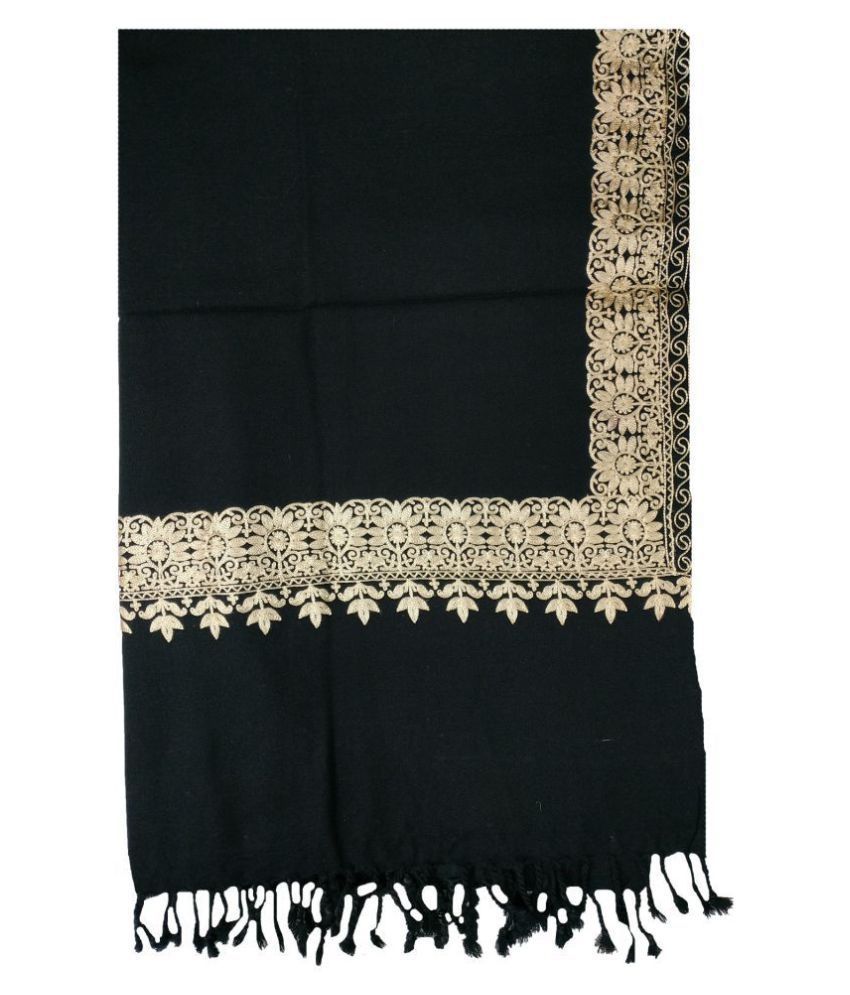 KASHMIRI Black Sozni embroidery Shawl