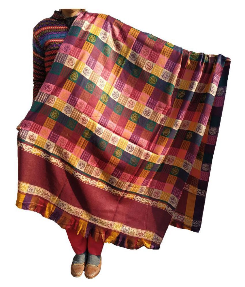 KASHMIRI Maroon LoomWoven Shawl Price in India Buy KASHMIRI Maroon