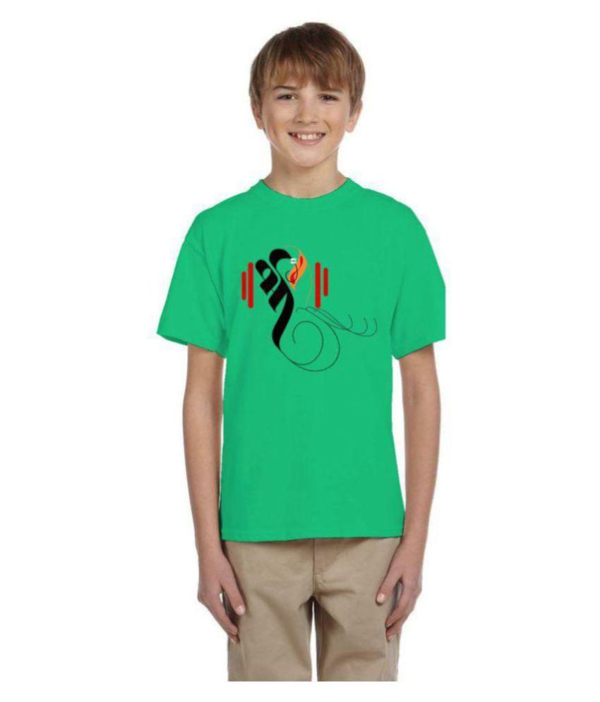Neo Garments Boys Cotton Round Neck T Shirt Shree Green
