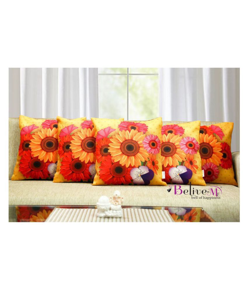    			Belive-Me Set of 5 Cushion Covers Floral Themed